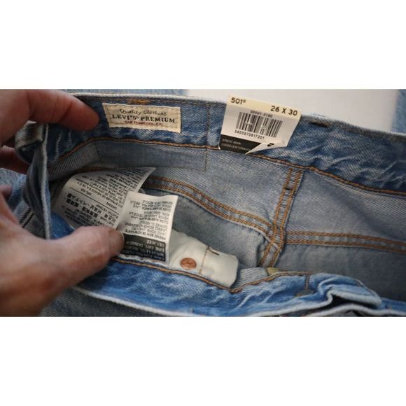 Levi's 501 Sz 26x30 Blue Canyon Kings Button Fly Straight Leg Denim Jeans $98 - Picture 3 of 9